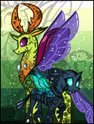 Size: 1451x1920 | Tagged: safe, artist:yugovostok, thorax, changedling, changeling, g4, duality, heart, king thorax, male, markings, pattern, profile, self ponidox, speedpaint, zoom layer