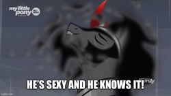 Size: 800x450 | Tagged: safe, edit, edited screencap, screencap, king sombra, pony, g4, season 9, the beginning of the end, caption, discovery family logo, image macro, imgflip, sexy, solo, stupid sexy sombra, text