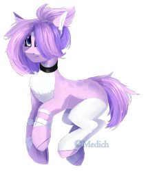 Size: 2191x2585 | Tagged: safe, artist:mediasmile666, oc, oc only, earth pony, pony, bandage, choker, coat markings, female, high res, mare, pale belly, simple background, solo, transparent background