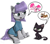 Size: 2200x1948 | Tagged: safe, artist:chopsticks, boulder (g4), maud pie, pinkie pie, cat, dog, earth pony, pony, g4, behaving like a dog, cheek fluff, chest fluff, clothes, crossover, cute, dress, duo, duo female, ear fluff, female, high res, ingrid nilson, jade catkin, littlest pet shop, littlest pet shop a world of our own, looking at each other, roxie mcterrier, speech bubble, tail wag, unshorn fetlocks