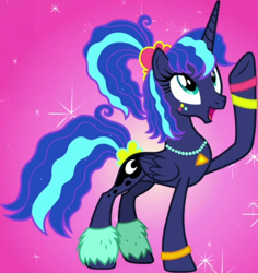 Size: 772x818 | Tagged: safe, screencap, princess luna, alicorn, pony, between dark and dawn, g4, season 9, 80s princess luna, alternate hairstyle, cropped, female, mare, open mouth, open smile, smiling, solo