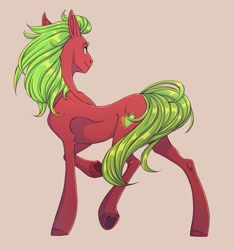 Size: 1949x2085 | Tagged: safe, artist:1an1, apple cinnamon, earth pony, pony, g4, eyebrows, frog (hoof), realistic anatomy, realistic horse legs, rear view, solo, underhoof