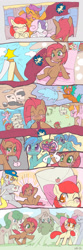 Size: 640x1920 | Tagged: safe, artist:girlieginger, apple bloom, babs seed, derpy hooves, scootaloo, sweetie belle, earth pony, pegasus, pony, unicorn, one bad apple, cap, comic, crying, cutie mark crusaders, female, hat, tears of joy