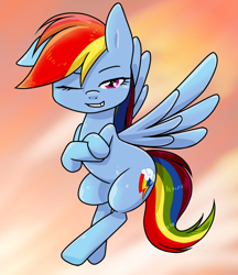 Size: 640x740 | Tagged: safe, artist:batipin, rainbow dash, pegasus, pony, g4, one eye closed, solo