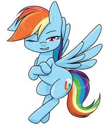 Size: 640x740 | Tagged: safe, alternate version, artist:batipin, rainbow dash, pegasus, pony, g4, one eye closed, simple background, solo, transparent background