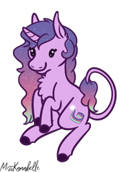 Size: 623x867 | Tagged: safe, artist:misskanabelle, oc, oc only, oc:aurora star, pony, unicorn, chest fluff, colored hooves, commission, ear fluff, ethereal mane, female, horn, leonine tail, mare, signature, simple background, sitting, starry mane, transparent background, unicorn oc, ych result