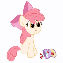 Size: 420x420 | Tagged: safe, artist:uggggggggggug, apple bloom, earth pony, pony, animated, candy, female, filly, food, jelly, no sound, solo, webm