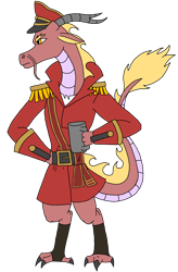 Size: 2592x3956 | Tagged: safe, artist:agdapl, dragon, anthro, digitigrade anthro, clothes, crossover, dragonified, high res, horns, male, simple background, soldier, soldier (tf2), species swap, team fortress 2, transparent background