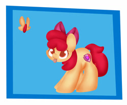 Size: 1024x844 | Tagged: safe, artist:hedgehog-plant, apple bloom, butterfly, earth pony, pony, g4, female, filly, solo