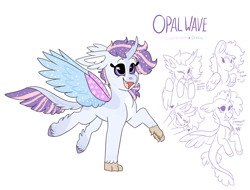 Size: 2700x2048 | Tagged: safe, artist:moccabliss, oc, oc only, oc:opal wave, hybrid, seapony (g4), female, high res, magical lesbian spawn, offspring, parent:ocellus, parent:silverstream, parents:ocellustream, solo