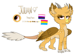 Size: 2551x1815 | Tagged: safe, artist:moccabliss, oc, oc only, oc:julian, dragon, dragriff, griffon, genderfluid, genderfluid pride flag, pansexual pride flag, pride, pride flag, simple background, solo, transparent background
