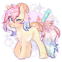 Size: 2500x2500 | Tagged: safe, artist:polar_bolar, oc, oc only, earth pony, pony, blushing, cute, female, high res, looking at you, mare, one eye closed, simple background, solo, transparent background, wink