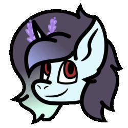 Size: 3500x3500 | Tagged: safe, artist:solardoodles, oc, oc only, oc:solar sulfure, moth, mothpony, original species, pony, unicorn, :p, animated, blinking, female, gif, high res, mare, smiling, solo, tongue out
