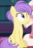 Size: 106x154 | Tagged: safe, screencap, berry sweet, fuchsia frost, earth pony, pony, a matter of principals, g4, season 8, animated, duo, duo female, female, friendship student, gif, mare, solo focus