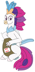 Size: 1599x3220 | Tagged: safe, artist:supahdonarudo, queen novo, classical hippogriff, hippogriff, g4, my little pony: the movie, bag, bird seed, birds doing bird things, crumbs, eating, hippogriffs doing bird things, simple background, sitting, surprised, transparent background