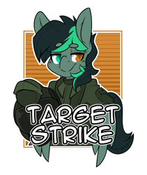 Size: 2100x2489 | Tagged: safe, artist:bbsartboutique, oc, oc only, oc:target strike, pegasus, semi-anthro, arm hooves, badge, clothes, con badge, flight suit, helmet, heterochromia, high res, male, simple background, solo, stallion, wings