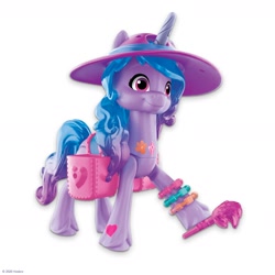Size: 2400x2400 | Tagged: safe, izzy moonbow, pony, g5, official, bag, bracelet, hat, high res, jewelry, saddle bag, toy