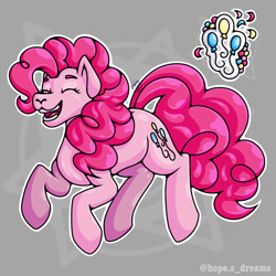 Size: 768x768 | Tagged: safe, artist:hopes-dream, pinkie pie, earth pony, pony, g4, abstract background, cute, diapinkes, eyes closed, female, open mouth, pinkie pie's cutie mark, ponk, solo