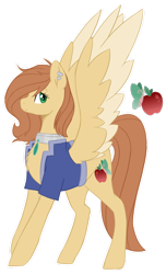 Size: 596x983 | Tagged: safe, artist:auroranovasentry, oc, oc only, oc:reina race, pegasus, pony, clothes, female, magical lesbian spawn, mare, offspring, parent:applejack, parent:fluttershy, parents:appleshy, simple background, solo, transparent background, two toned wings, wings