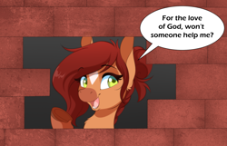 Size: 2174x1398 | Tagged: safe, alternate version, artist:dvixie, oc, oc only, pony, brick wall, commission, edgar allan poe, immurement, meme, solo, the cask of amontillado, wall