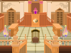 Size: 256x192 | Tagged: safe, artist:creepa-bot inc., part of a set, elements of justice, ace attorney, background, court, courtroom, flag of equestria, no pony, pixel art