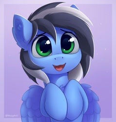 Size: 1080x1135 | Tagged: safe, artist:anti1mozg, oc, oc only, oc:buffonsmash, pegasus, pony, adorable face, cute, looking at you, male, open mouth, stallion, wide eyes, wings, wings down
