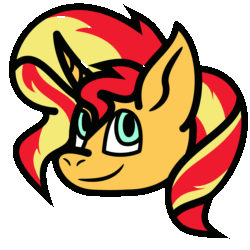Size: 3500x3500 | Tagged: safe, artist:solardoodles, sunset shimmer, pony, unicorn, g4, :p, animated, blinking, female, gif, high res, mare, simple background, smiling, solo, tongue out, transparent background
