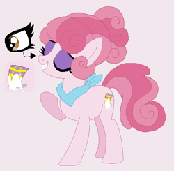 Size: 434x426 | Tagged: safe, artist:somecoconut, oc, oc only, earth pony, pony, base used, earth pony oc, eyelashes, eyes closed, female, grin, housewife, makeup, mare, neckerchief, raised hoof, reference sheet, simple background, smiling, solo, story included