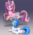 Size: 2301x2436 | Tagged: safe, artist:fantdragon, artist:xbi, colorist:xbi, princess cadance, shining armor, alicorn, pony, unicorn, g4, digital art, digitally colored, duo, female, gradient background, high res, looking at each other, male, mare, mixed media, ship:shiningcadance, shipping, smiling, stallion, straight, traditional art