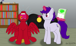 Size: 5030x3030 | Tagged: safe, artist:small-brooke1998, oc, oc:sirius canis major, pegasus, pony, unicorn, accident, crying, diaper, diaper fetish, fetish, hypnosis, levitation, magic, mental regression, open mouth, ponified, shatter (transformers), smiling, telekinesis, transformers, urine, volumetric mouth, watersports
