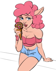 Size: 2368x3000 | Tagged: safe, artist:kittytitikitty, pinkie pie, human, anthro, g4, food, high res, humanized, ice cream