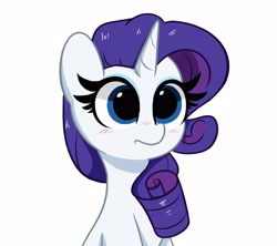 Size: 4008x3560 | Tagged: safe, artist:kittyrosie, rarity, pony, unicorn, g4, blushing, bust, cute, digital art, female, frown, high res, mare, portrait, raribetes, simple background, sitting, solo, white background, wide eyes