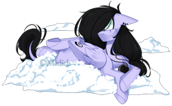 Size: 3000x1864 | Tagged: safe, artist:mediasmile666, oc, oc only, pegasus, pony, cloud, crossed hooves, ear piercing, female, floppy ears, folded wings, leonine tail, lying down, mare, piercing, simple background, solo, transparent background, wings