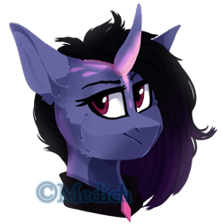 Size: 1919x1941 | Tagged: safe, artist:mediasmile666, oc, oc only, pony, unicorn, bust, curved horn, female, horn, looking at you, mare, simple background, solo, transparent background