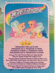 Size: 720x960 | Tagged: safe, photographer:liselotte, fire (g2), flame (g2), earth pony, pony, g2, official, backcard, cloud, fake wings, female, filly, my little pony logo, photo, princess, royal twin baby ponies, twin baby ponies