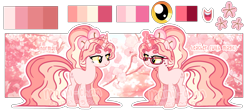 Size: 5382x2382 | Tagged: source needed, safe, artist:cherritoppu, oc, oc only, oc:cherry bloom, pony, unicorn, female, glasses, mare, reference sheet, simple background, solo, transparent background, watermark