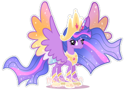 Size: 2801x2065 | Tagged: dead source, safe, artist:cherritoppu, twilight sparkle, alicorn, pony, g4, the last problem, big crown thingy, colored wings, crown, element of magic, ethereal mane, eyelashes, female, high res, hoof shoes, horn, jewelry, mare, multicolored horn, multicolored wings, older, older twilight, older twilight sparkle (alicorn), peytral, princess twilight 2.0, regalia, simple background, solo, starry mane, starry wings, transparent background, twilight sparkle (alicorn), wings