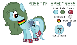 Size: 2312x1352 | Tagged: safe, artist:pegasski, artist:somecoconut, oc, oc only, oc:rosetta spectress, pegasus, pony, g4, base used, female, mare, neckband, pegasus oc, reference sheet, smiling, solo