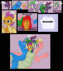 Size: 1920x2152 | Tagged: safe, artist:mojo1985, smolder, spike, dragon, hydra, g4, cassie (dragon tales), crossover, dragon tales, multiple heads, ord, six heads, two heads, two-headed dragon, wheezie, zak, zak and wheezie