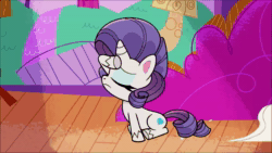 Size: 1920x1080 | Tagged: safe, screencap, rarity, pony, unicorn, g4.5, my little pony: pony life, playwright or wrong, 1080p, acting, animated, cute, cute puppy dog eyes, eyes closed, female, hooves on hips, mare, pie in the face, pied, puppy dog eyes, raribetes, sitting, solo, sound, talking, webm