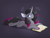 Size: 1075x826 | Tagged: safe, artist:d.w.h.cn, oleander (tfh), pony, unicorn, them's fightin' herds, book, chest fluff, community related, gray background, looking at you, lying down, prone, question mark, simple background, solo