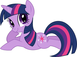 Size: 4000x2969 | Tagged: safe, alternate version, artist:catachromatic, twilight sparkle, pony, unicorn, g4, .svg available, female, high res, looking at you, lying down, mare, prone, show accurate, simple background, smiling, smiling at you, solo, svg, transparent background, unicorn twilight, vector, vector trace