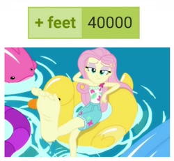 Size: 1275x1180 | Tagged: safe, edit, edited screencap, screencap, human, derpibooru, equestria girls, g4, i'm on a yacht, my little pony equestria girls: better together, 40000, feet, flutterfeet, meta, milestone, soles, solo, tags