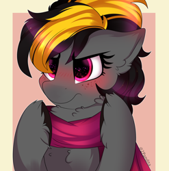 Size: 2466x2500 | Tagged: safe, artist:2pandita, oc, oc only, pony, bust, clothes, female, high res, mare, portrait, scarf, solo