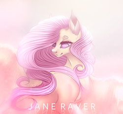 Size: 1555x1444 | Tagged: safe, artist:janeraver, fluttershy, pegasus, pony, g4, beanbrows, eyebrows, female, lidded eyes, mare, solo, spread wings, wings
