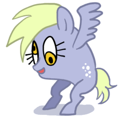 Size: 700x649 | Tagged: safe, artist:ahiru_7, derpy hooves, pony, two legged creature, g4, abomination, animated, cursed image, cyriak, flapping, gif, not salmon, simple background, solo, two-frame gif, wat, white background, wings