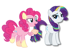 Size: 1600x1141 | Tagged: safe, artist:teal-quil, pinkie pie, rarity, pony, g4, alternate design, base used, simple background, transparent background