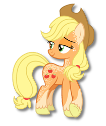 Size: 900x1072 | Tagged: safe, artist:teal-quil, applejack, earth pony, pony, g4, alternate design, hat, simple background, solo, transparent background