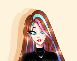Size: 1080x869 | Tagged: safe, artist:sia.brony, oc, oc only, oc:sia, human, bust, clothes, eyelashes, female, humanized, jewelry, lipstick, makeup, necklace, solo