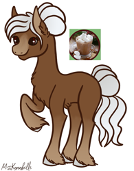 Size: 1171x1500 | Tagged: safe, artist:misskanabelle, oc, oc only, earth pony, pony, ear fluff, earth pony oc, female, mare, raised hoof, signature, simple background, smiling, solo, unshorn fetlocks, white background